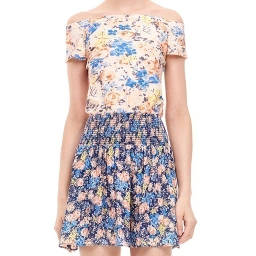 Rebecca Taylor Pink Off-The-Shoulder Gigi Fleur Top Size Medium Floral Print